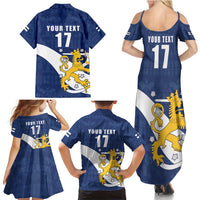 Custom Finland Football We are Champions Family Matching Summer Maxi Dress and Hawaiian Shirt Huuhkajat with Finnish Folk Paterns