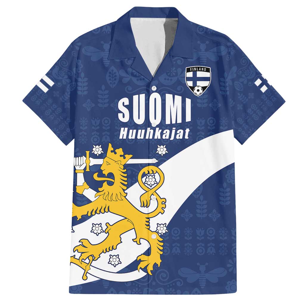 Custom Finland Football We are Champions Family Matching Summer Maxi Dress and Hawaiian Shirt Huuhkajat with Finnish Folk Paterns