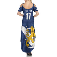 Custom Finland Football We are Champions Family Matching Summer Maxi Dress and Hawaiian Shirt Huuhkajat with Finnish Folk Paterns