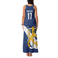 Custom Finland Football We are Champions Family Matching Tank Maxi Dress and Hawaiian Shirt Huuhkajat with Finnish Folk Paterns