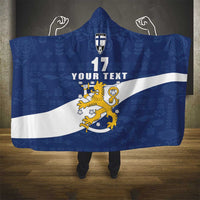 Custom Finland Football We are Champions Hooded Blanket Huuhkajat with Finnish Folk Paterns