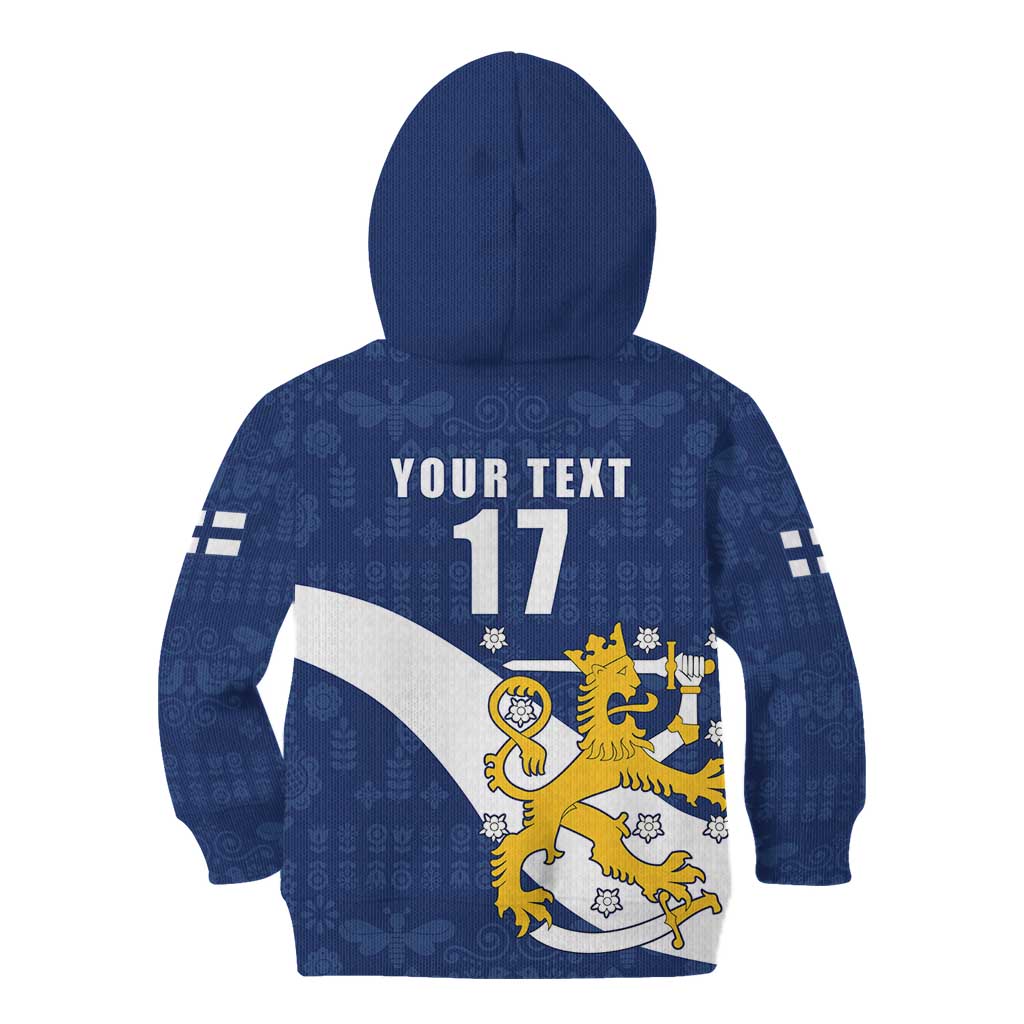 Custom Finland Football We are Champions Kid Hoodie Huuhkajat with Finnish Folk Paterns