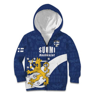 Custom Finland Football We are Champions Kid Hoodie Huuhkajat with Finnish Folk Paterns