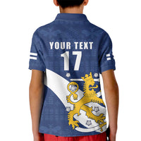 Custom Finland Football We are Champions Kid Polo Shirt Huuhkajat with Finnish Folk Paterns