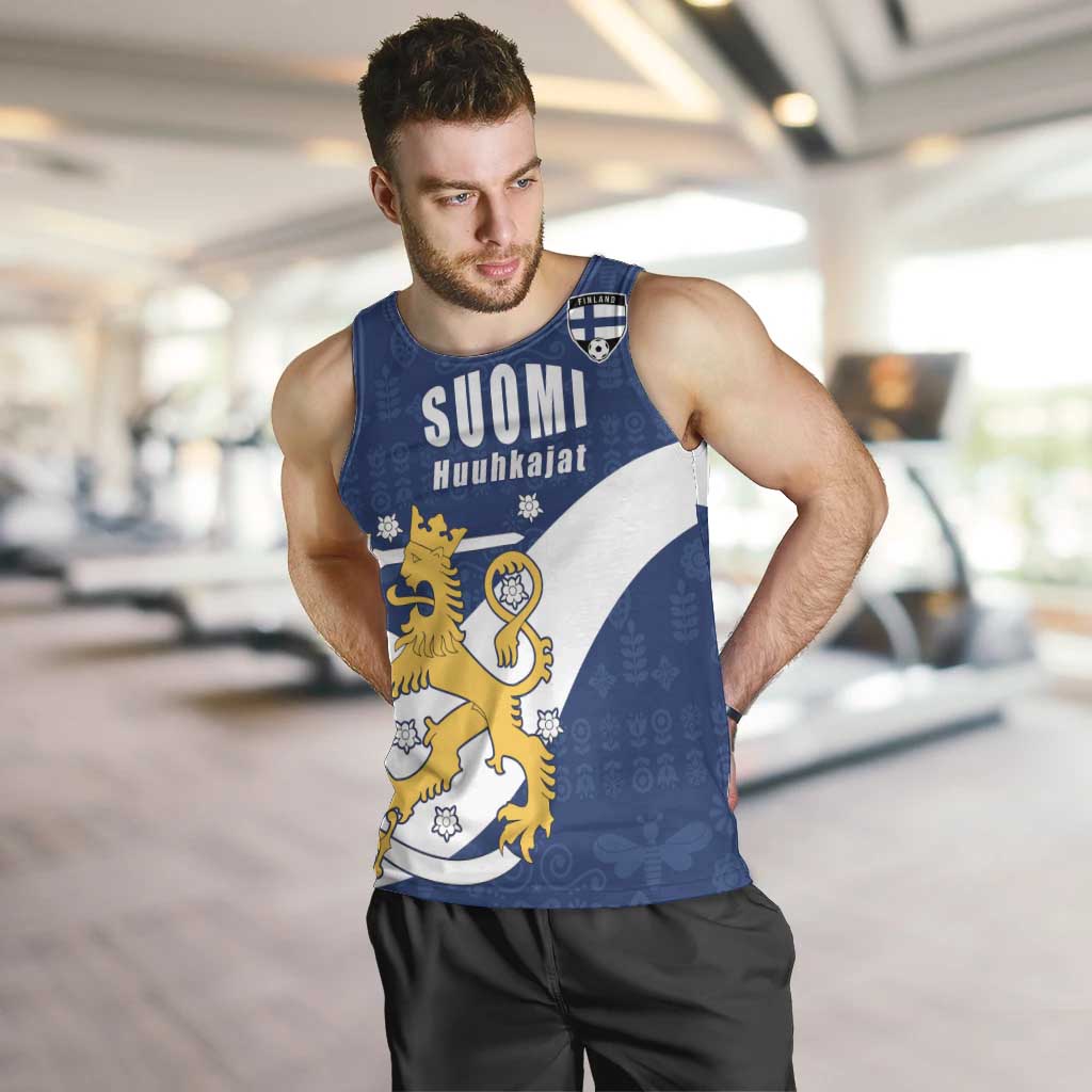Custom Finland Football We are Champions Men Tank Top Huuhkajat with Finnish Folk Paterns