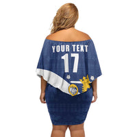 Custom Finland Football We are Champions Off Shoulder Short Dress Huuhkajat with Finnish Folk Paterns