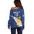 Custom Finland Football We are Champions Off Shoulder Sweater Huuhkajat with Finnish Folk Paterns