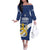 Custom Finland Football We are Champions Off The Shoulder Long Sleeve Dress Huuhkajat with Finnish Folk Paterns
