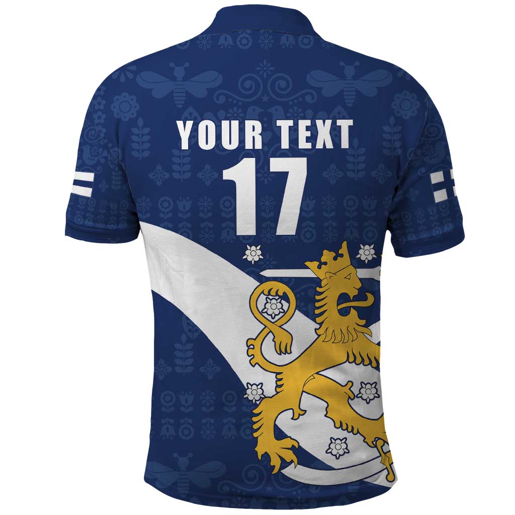 Custom Finland Football We are Champions Polo Shirt Huuhkajat with Finnish Folk Paterns