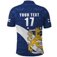 Custom Finland Football We are Champions Polo Shirt Huuhkajat with Finnish Folk Paterns