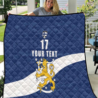 Custom Finland Football We are Champions Quilt Huuhkajat with Finnish Folk Paterns