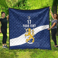 Custom Finland Football We are Champions Quilt Huuhkajat with Finnish Folk Paterns