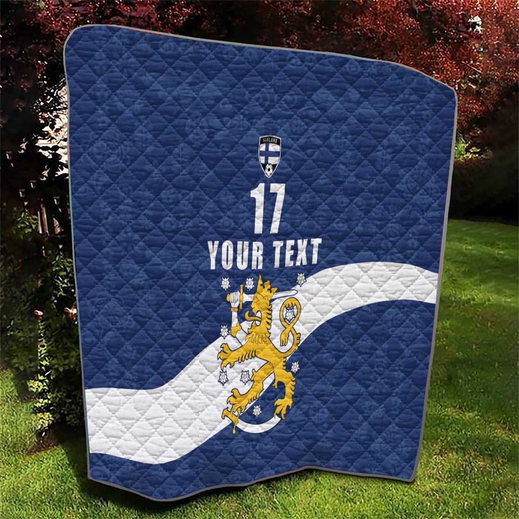 Custom Finland Football We are Champions Quilt Huuhkajat with Finnish Folk Paterns