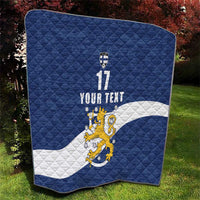 Custom Finland Football We are Champions Quilt Huuhkajat with Finnish Folk Paterns