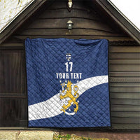 Custom Finland Football We are Champions Quilt Huuhkajat with Finnish Folk Paterns