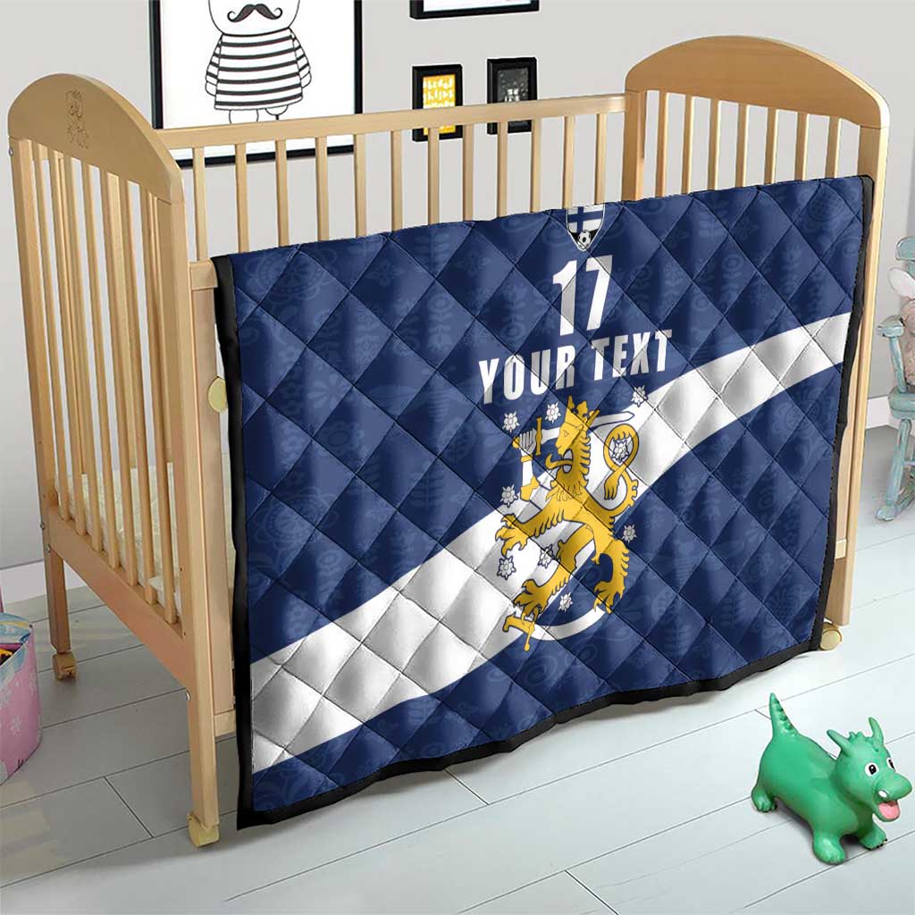 Custom Finland Football We are Champions Quilt Huuhkajat with Finnish Folk Paterns