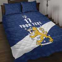 Custom Finland Football We are Champions Quilt Bed Set Huuhkajat with Finnish Folk Paterns