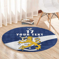 Custom Finland Football We are Champions Round Carpet Huuhkajat with Finnish Folk Paterns