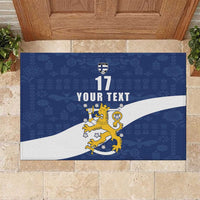 Custom Finland Football We are Champions Rubber Doormat Huuhkajat with Finnish Folk Paterns