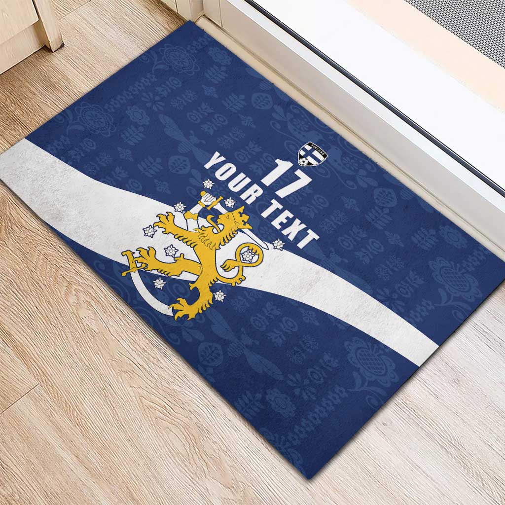 Custom Finland Football We are Champions Rubber Doormat Huuhkajat with Finnish Folk Paterns