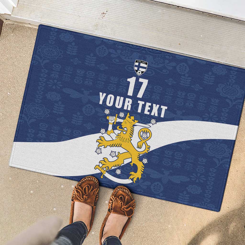 Custom Finland Football We are Champions Rubber Doormat Huuhkajat with Finnish Folk Paterns