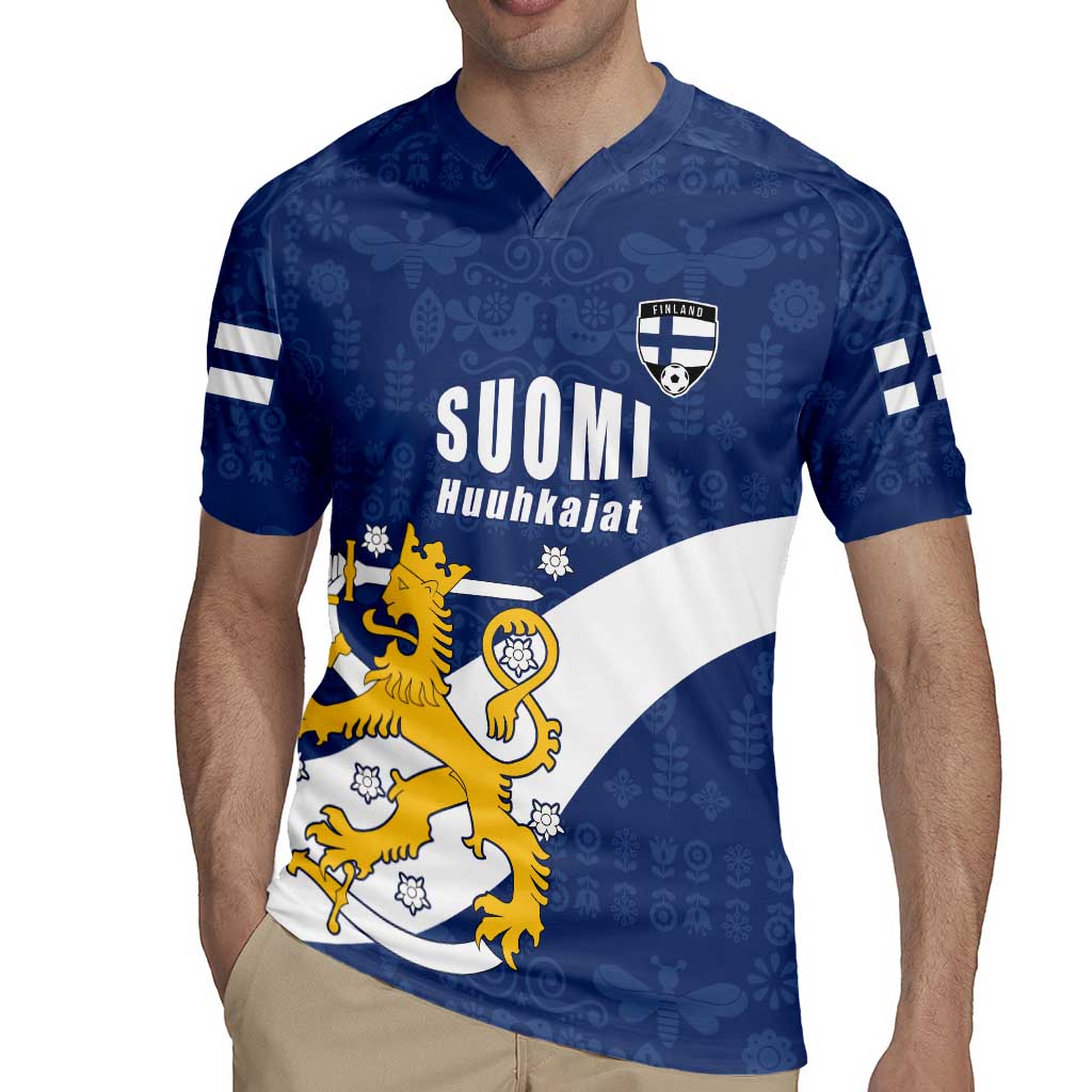 Custom Finland Football We are Champions Rugby Jersey Huuhkajat with Finnish Folk Paterns
