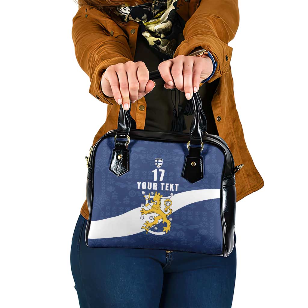 Custom Finland Football We are Champions Shoulder Handbag Huuhkajat with Finnish Folk Paterns