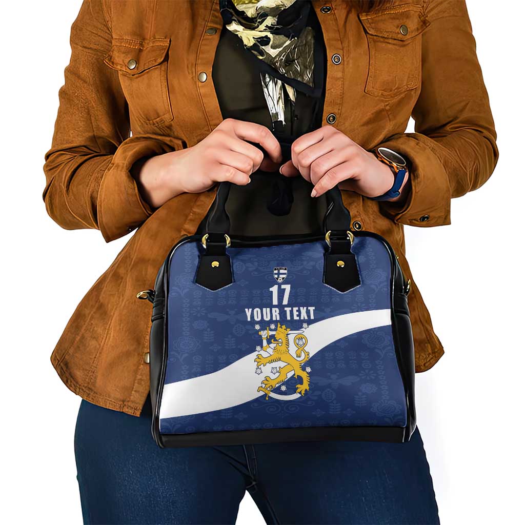 Custom Finland Football We are Champions Shoulder Handbag Huuhkajat with Finnish Folk Paterns