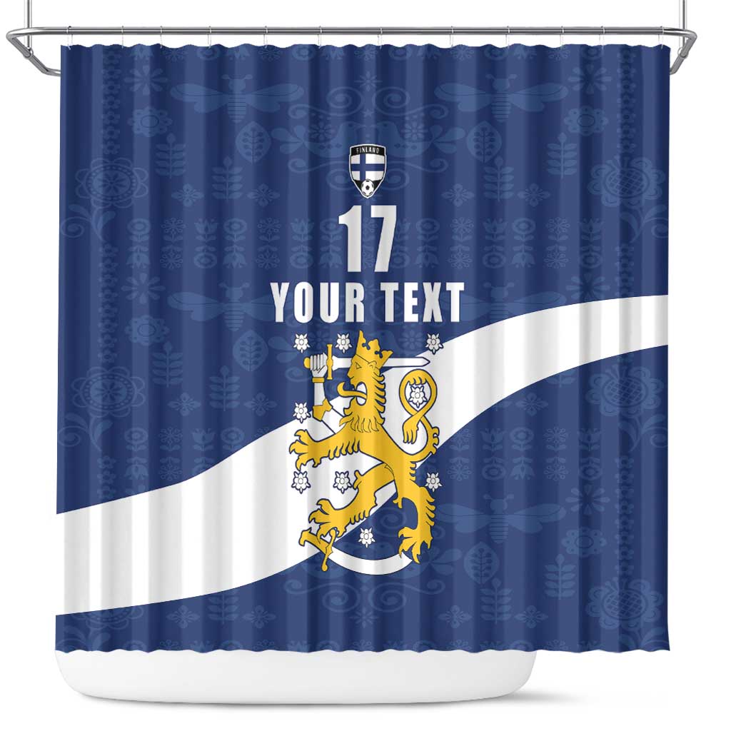 Custom Finland Football We are Champions Shower Curtain Huuhkajat with Finnish Folk Paterns