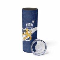 Custom Finland Football We are Champions Skinny Tumbler Huuhkajat with Finnish Folk Paterns