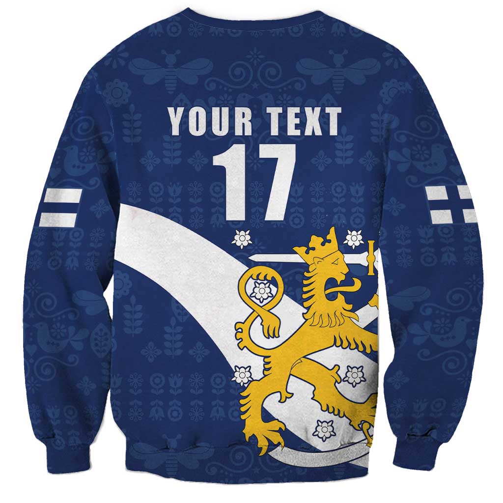 Custom Finland Football We are Champions Sweatshirt Huuhkajat with Finnish Folk Paterns