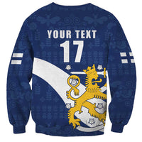 Custom Finland Football We are Champions Sweatshirt Huuhkajat with Finnish Folk Paterns