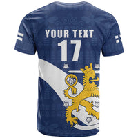 Custom Finland Football We are Champions T Shirt Huuhkajat with Finnish Folk Paterns