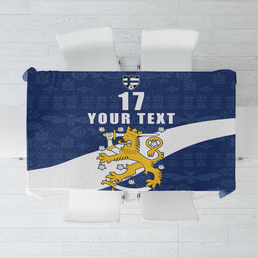 Custom Finland Football We are Champions Tablecloth Huuhkajat with Finnish Folk Paterns