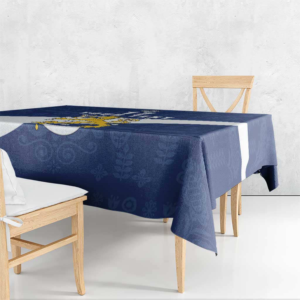 Custom Finland Football We are Champions Tablecloth Huuhkajat with Finnish Folk Paterns