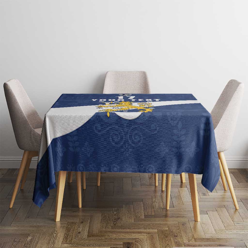 Custom Finland Football We are Champions Tablecloth Huuhkajat with Finnish Folk Paterns