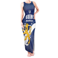 Custom Finland Football We are Champions Tank Maxi Dress Huuhkajat with Finnish Folk Paterns