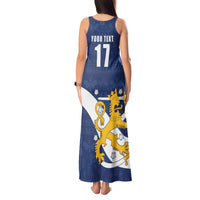 Custom Finland Football We are Champions Tank Maxi Dress Huuhkajat with Finnish Folk Paterns