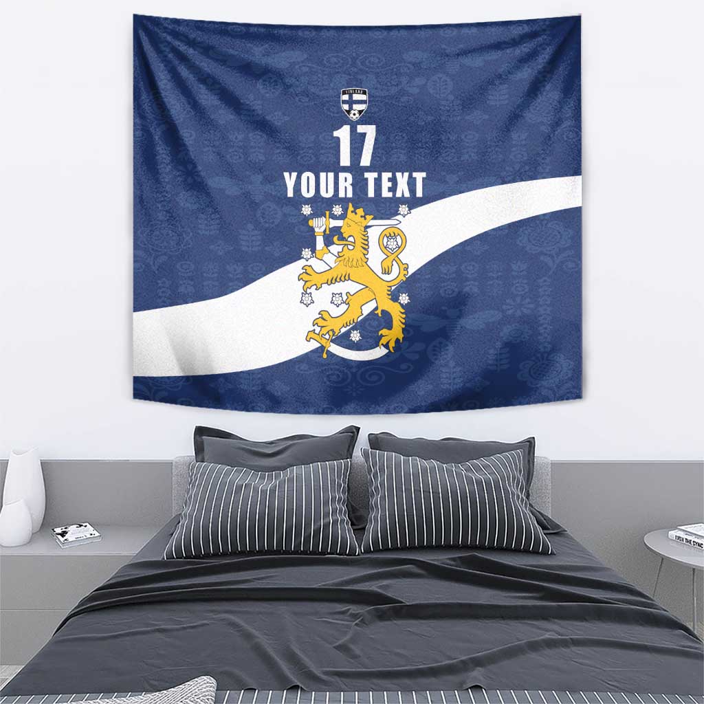 Custom Finland Football We are Champions Tapestry Huuhkajat with Finnish Folk Paterns