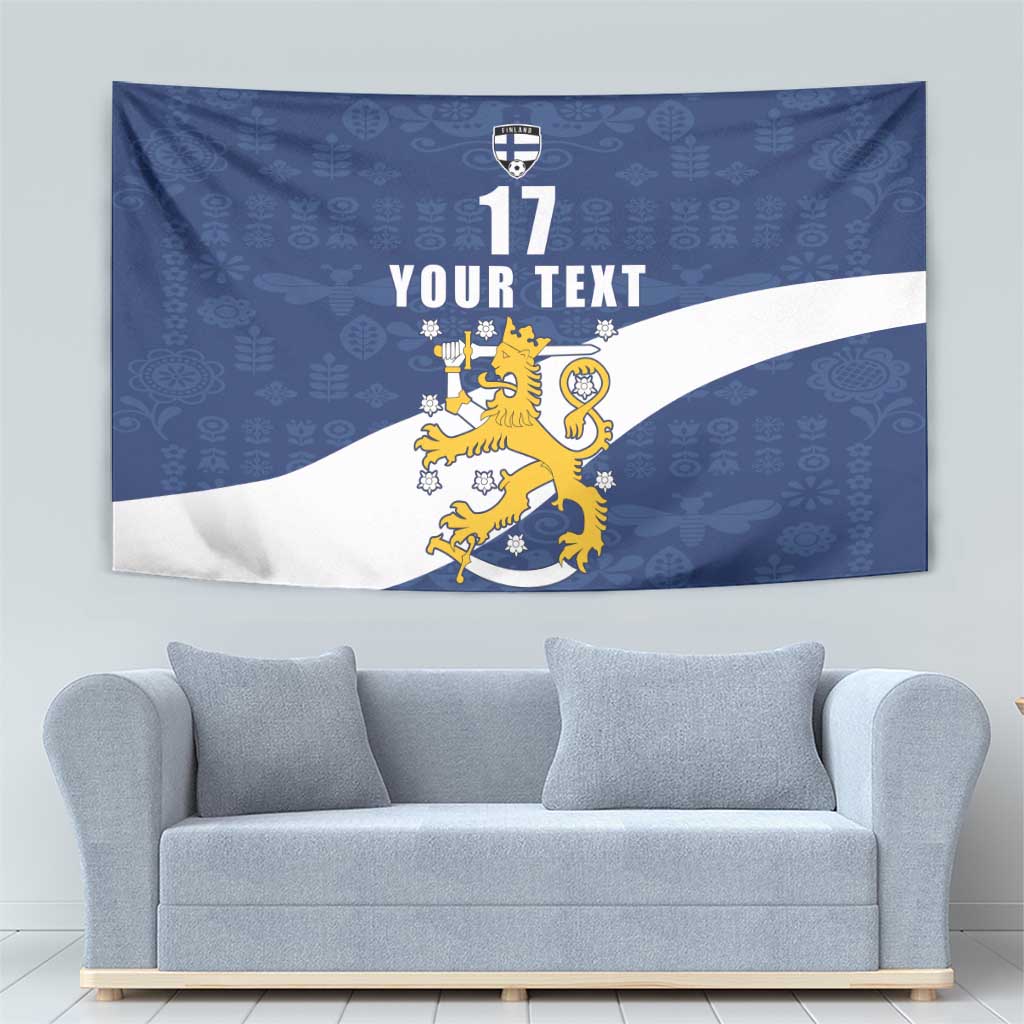 Custom Finland Football We are Champions Tapestry Huuhkajat with Finnish Folk Paterns