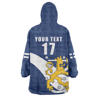 Custom Finland Football We are Champions Wearable Blanket Hoodie Huuhkajat with Finnish Folk Paterns