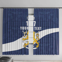 Custom Finland Football We are Champions Window Curtain Huuhkajat with Finnish Folk Paterns