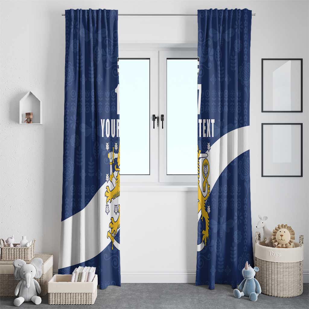 Custom Finland Football We are Champions Window Curtain Huuhkajat with Finnish Folk Paterns