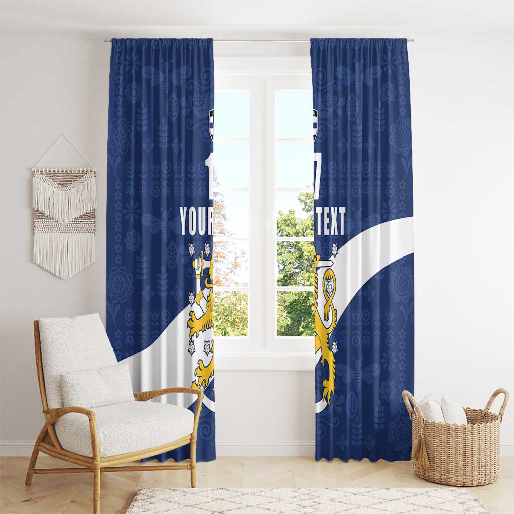Custom Finland Football We are Champions Window Curtain Huuhkajat with Finnish Folk Paterns