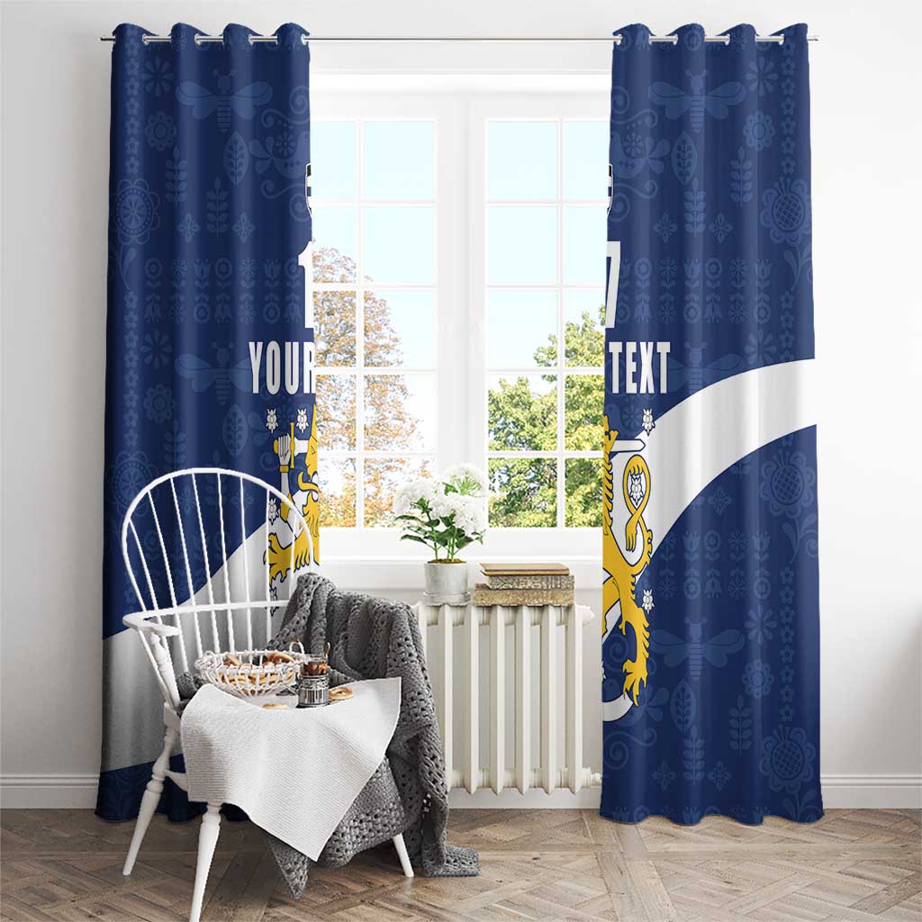 Custom Finland Football We are Champions Window Curtain Huuhkajat with Finnish Folk Paterns