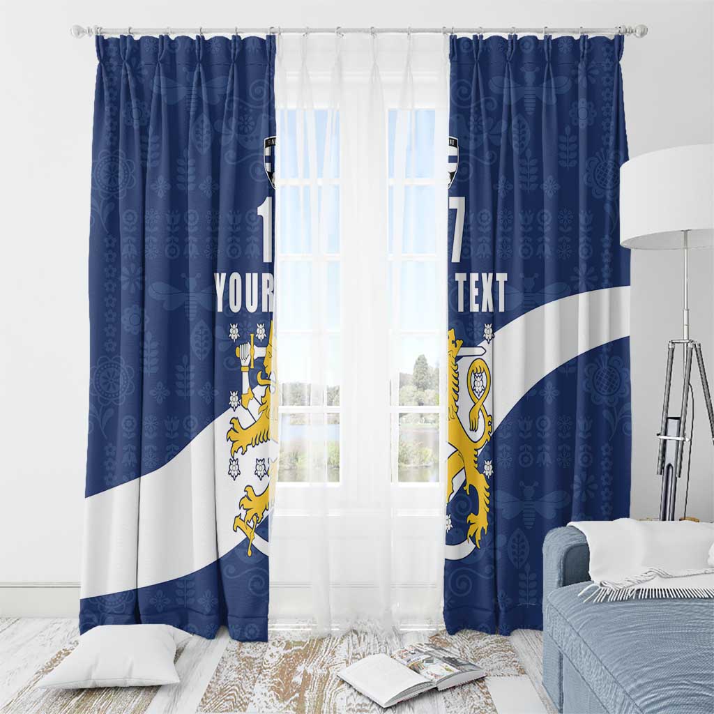 Custom Finland Football We are Champions Window Curtain Huuhkajat with Finnish Folk Paterns