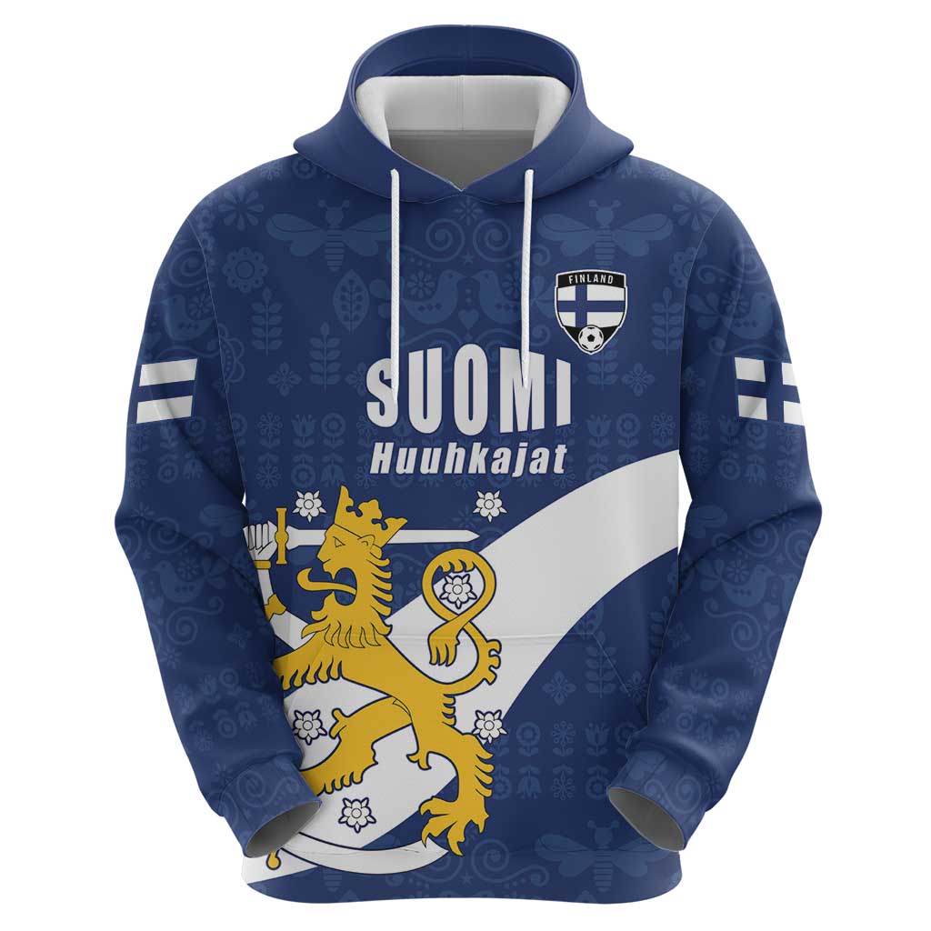 Custom Finland Football We are Champions Zip Hoodie Huuhkajat with Finnish Folk Paterns
