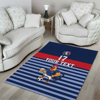 Custom France Football Area Rug Blue Gallic Rooster Mascot