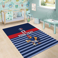 Custom France Football Area Rug Blue Gallic Rooster Mascot