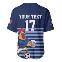 Custom France Football Baseball Jersey Blue Gallic Rooster Mascot